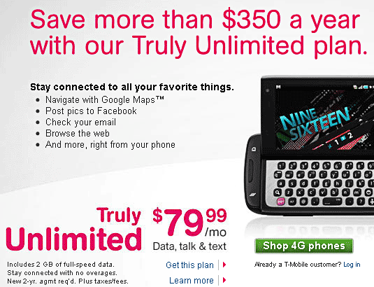 T-Mobile's Truly Unlimited plan?  I think not!
