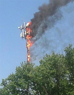 This is a "casualty" under most cell site leases, even if the fire was caused by the tenant!